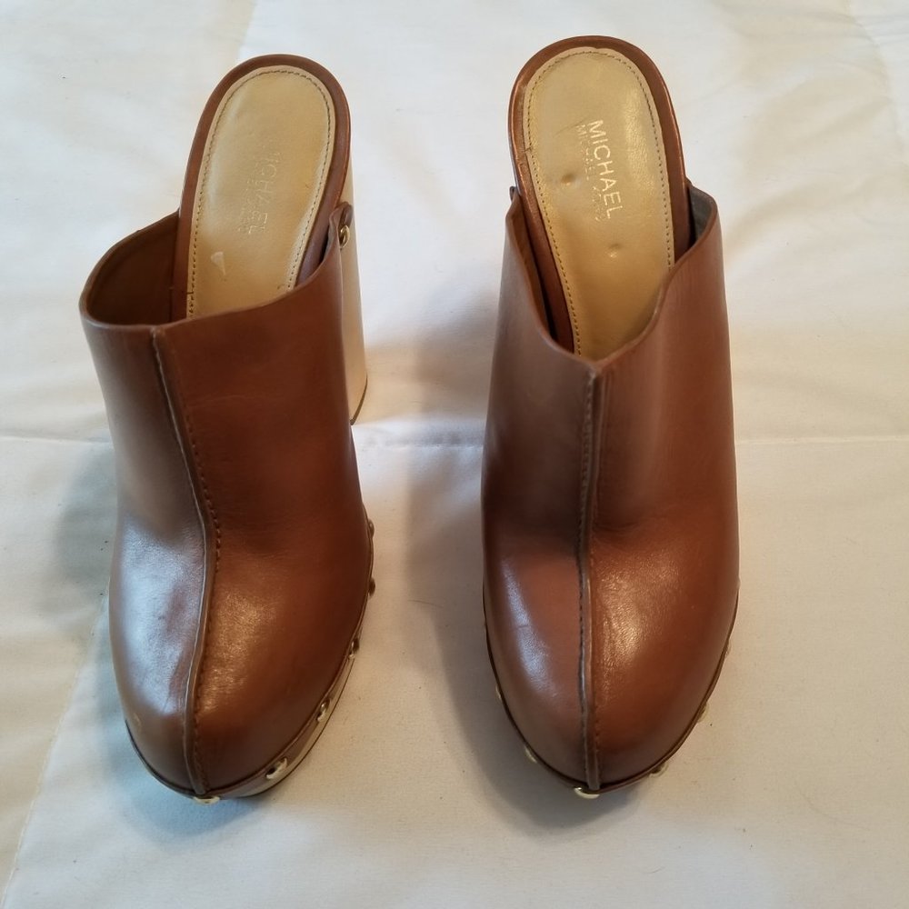 Michael Kors Leather Studded Clog Heels Size 8 1/2